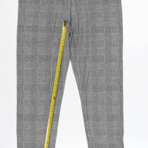 Zara Basic Women Grey Check Stretch Leggings UK 14 XL