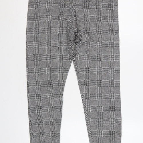 Zara Basic Women Grey Check Stretch Leggings UK 14 XL