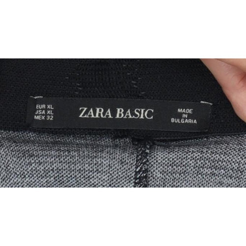 Zara Basic Women Grey Check Stretch Leggings UK 14 XL