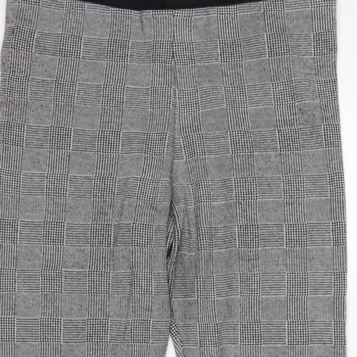 Zara Basic Women Grey Check Stretch Leggings UK 14 XL
