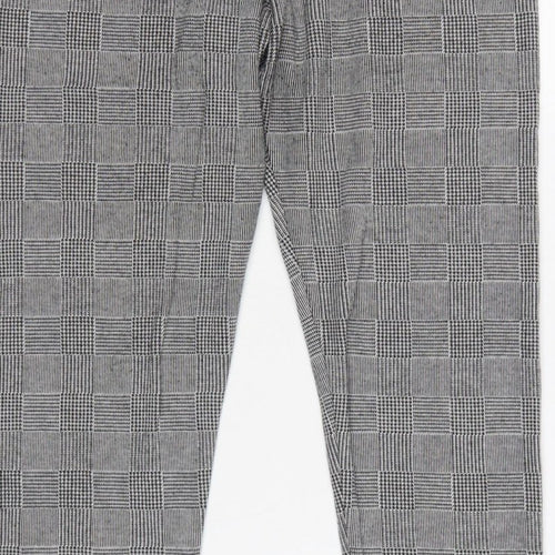 Zara Basic Women Grey Check Stretch Leggings UK 14 XL