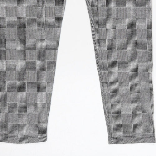 Zara Basic Women Grey Check Stretch Leggings UK 14 XL