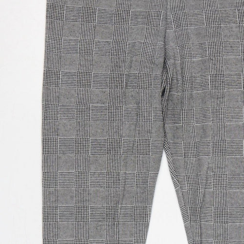 Zara Basic Women Grey Check Stretch Leggings UK 14 XL