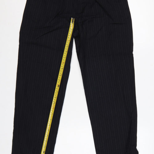 Margaret Howell Women’s Black Pinstripe Wool Trousers UK 8 Tapered