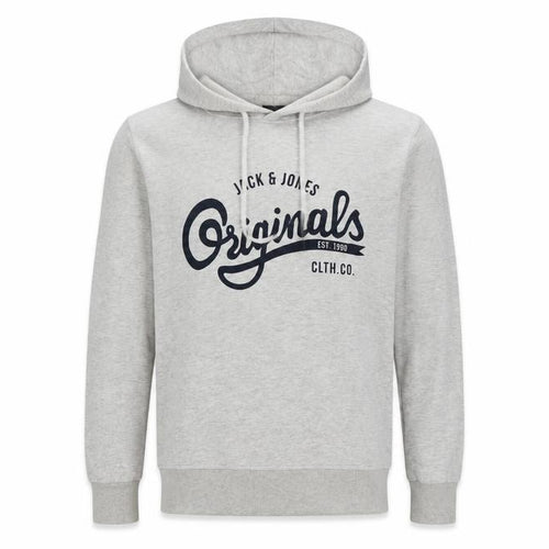 Jack & Jones Men’s Grey M Pullover Hoodie Graphic Print Pouch Pocket