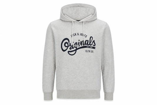 Jack & Jones Men’s Grey M Pullover Hoodie Graphic Print Pouch Pocket