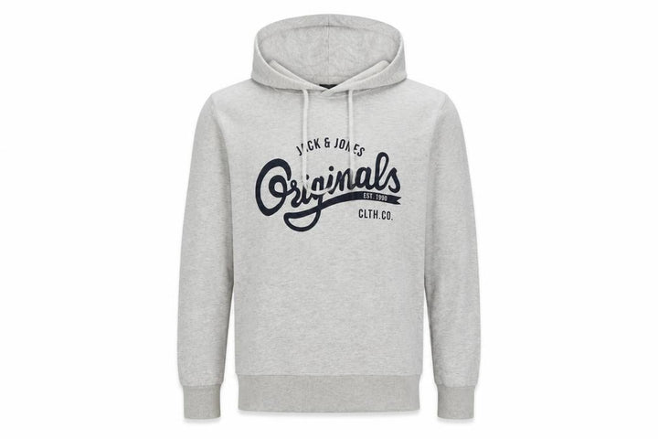 Jack & Jones Men’s Grey M Pullover Hoodie Graphic Print Pouch Pocket