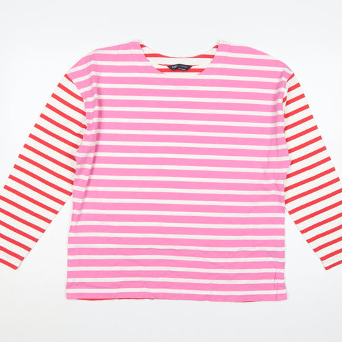 Marks and Spencer Women Multicoloured UK 14 Striped Long Sleeve T-Shirt