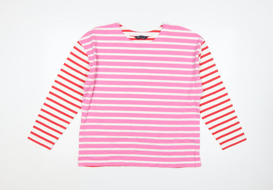 Marks and Spencer Women Multicoloured UK 14 Striped Long Sleeve T-Shirt