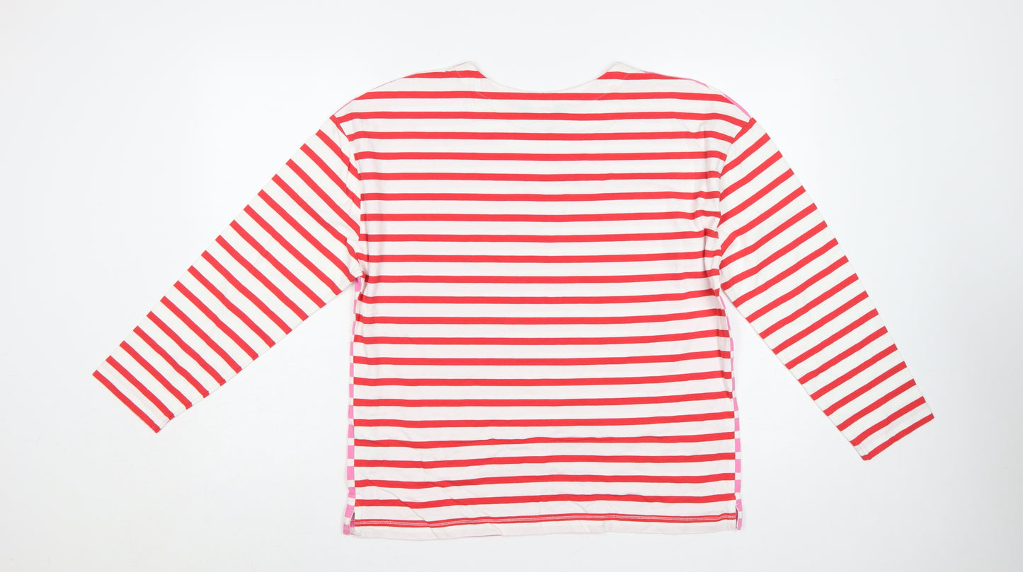 Marks and Spencer Women Multicoloured UK 14 Striped Long Sleeve T-Shirt