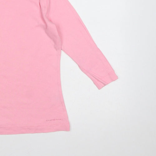 Naf Naf Women Pink L Basic Crew Neck Long Sleeve Jersey T-Shirt