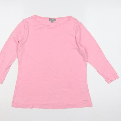 Naf Naf Women Pink L Basic Crew Neck Long Sleeve Jersey T-Shirt