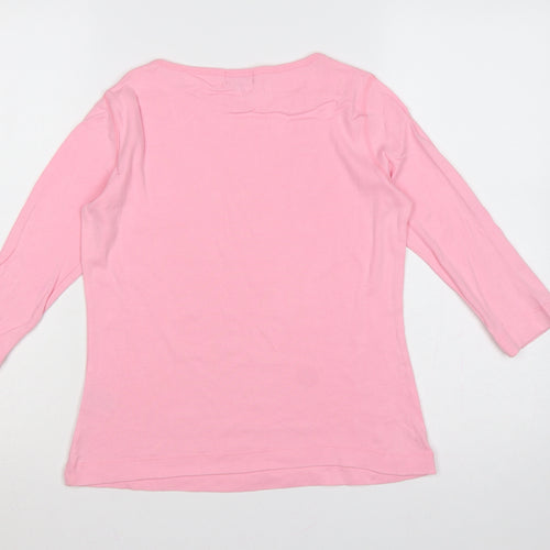 Naf Naf Women Pink L Basic Crew Neck Long Sleeve Jersey T-Shirt
