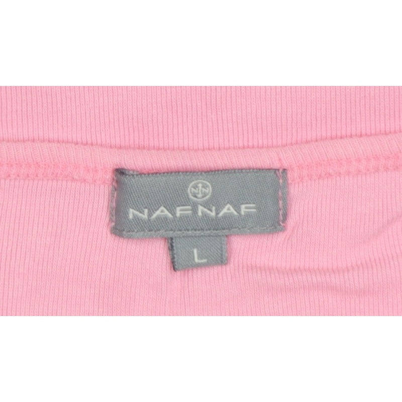 Naf Naf Women Pink L Basic Crew Neck Long Sleeve Jersey T-Shirt