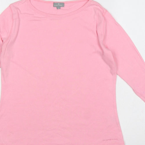 Naf Naf Women Pink L Basic Crew Neck Long Sleeve Jersey T-Shirt
