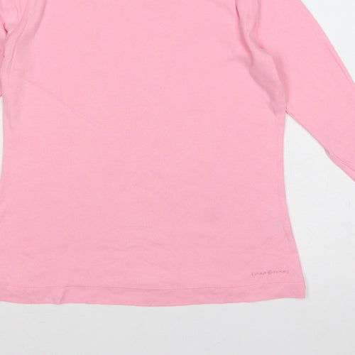 Naf Naf Women Pink L Basic Crew Neck Long Sleeve Jersey T-Shirt