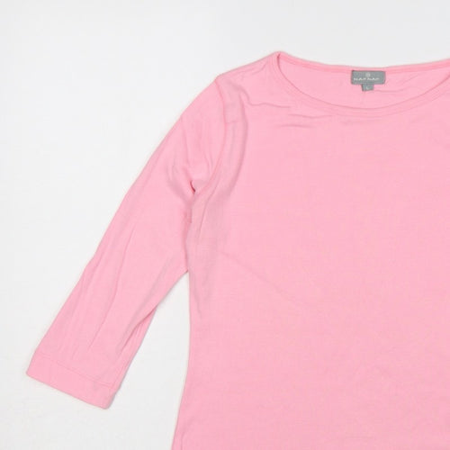 Naf Naf Women Pink L Basic Crew Neck Long Sleeve Jersey T-Shirt