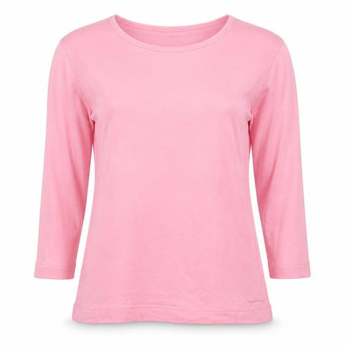 Naf Naf Women Pink L Basic Crew Neck Long Sleeve Jersey T-Shirt