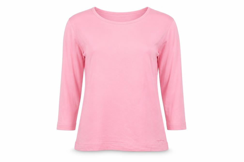 Naf Naf Women Pink L Basic Crew Neck Long Sleeve Jersey T-Shirt
