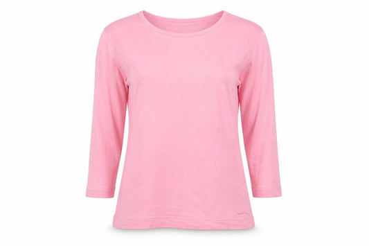 Naf Naf Women Pink L Basic Crew Neck Long Sleeve Jersey T-Shirt