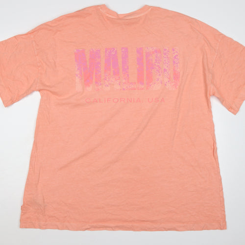 Marks and Spencer Women Orange L Malibu California Cotton T-Shirt