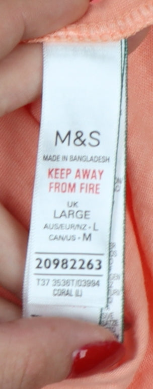 Marks and Spencer Women Orange L Malibu California Cotton T-Shirt