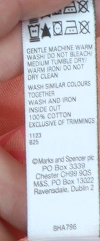 Marks and Spencer Women Orange L Malibu California Cotton T-Shirt