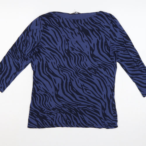 Marks and Spencer Women’s Blue Zebra Print Size 14 3/4 Sleeve Jersey Top