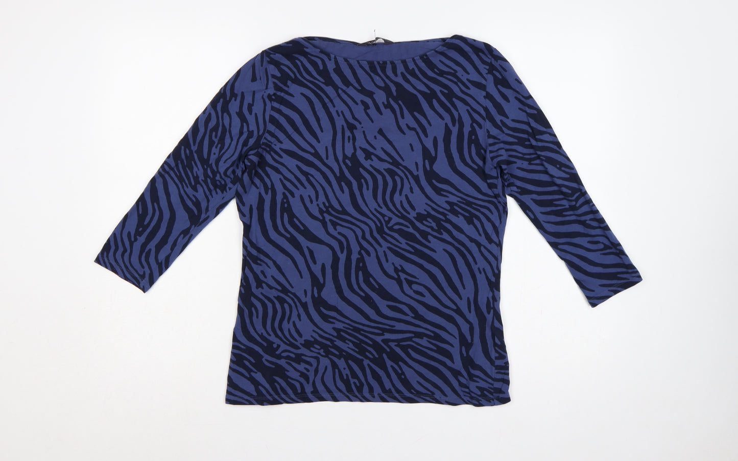 Marks and Spencer Women’s Blue Zebra Print Size 14 3/4 Sleeve Jersey Top