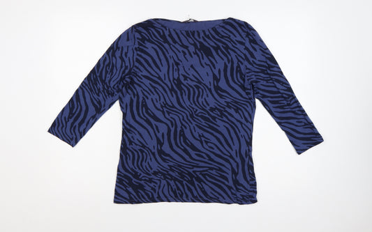 Marks and Spencer Women’s Blue Zebra Print Size 14 3/4 Sleeve Jersey Top