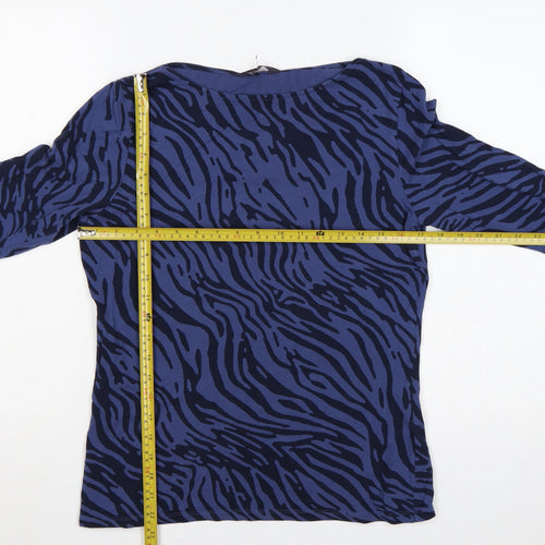 Marks and Spencer Women’s Blue Zebra Print Size 14 3/4 Sleeve Jersey Top