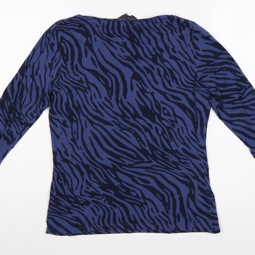 Marks and Spencer Women’s Blue Zebra Print Size 14 3/4 Sleeve Jersey Top