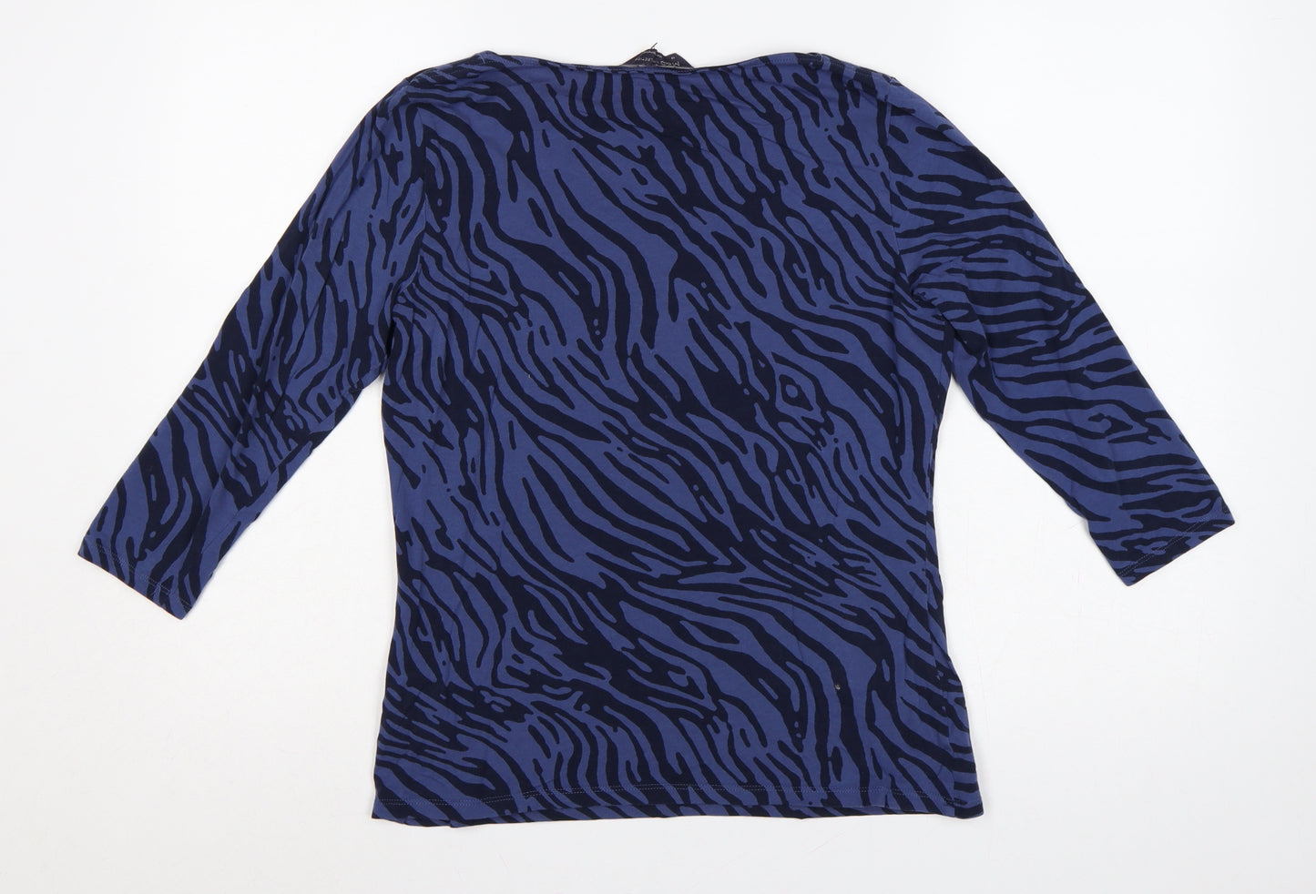 Marks and Spencer Women’s Blue Zebra Print Size 14 3/4 Sleeve Jersey Top