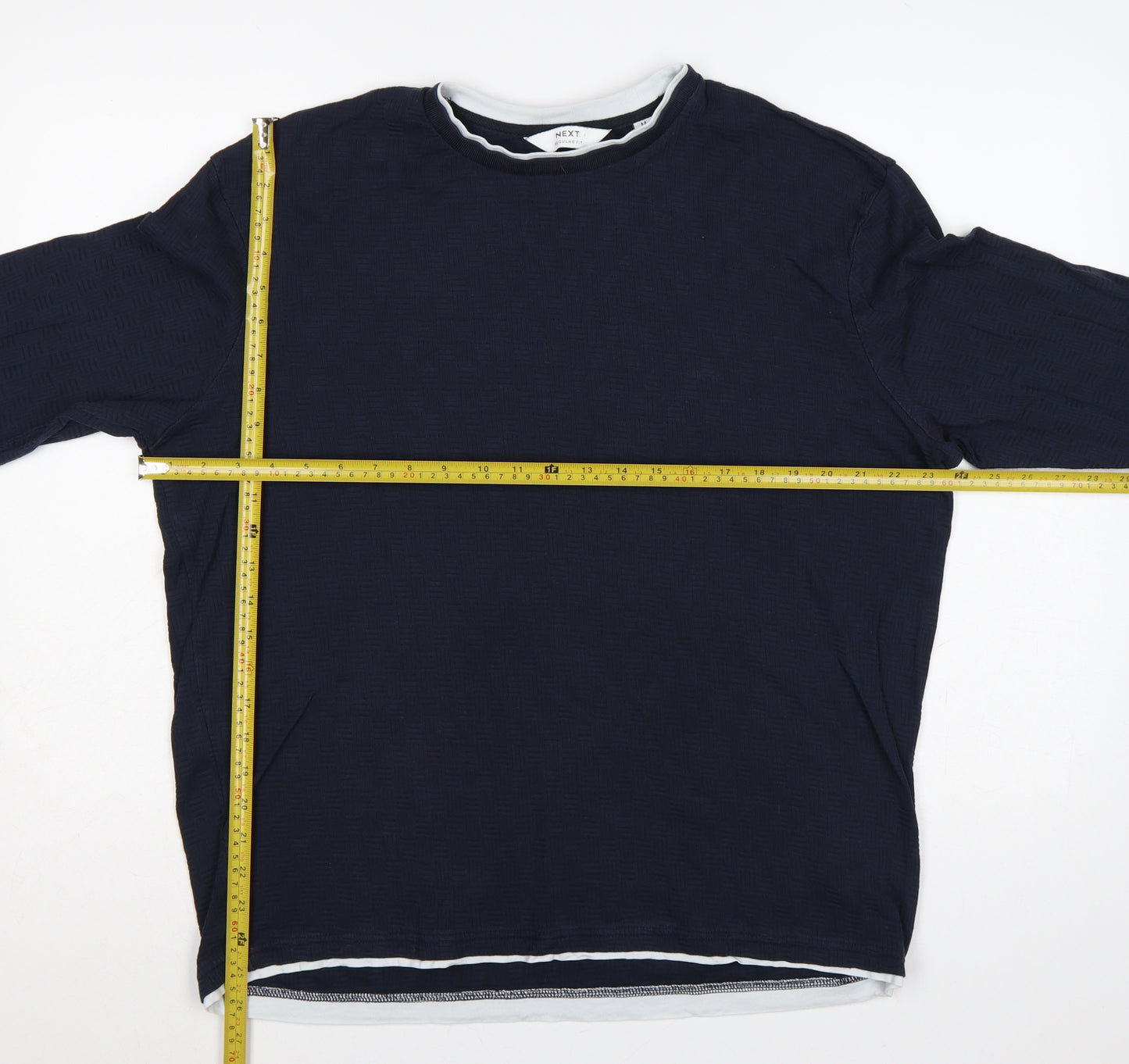 Next Men's Blue M Regular Fit Long Sleeve Crew Neck Layered T-Shirt