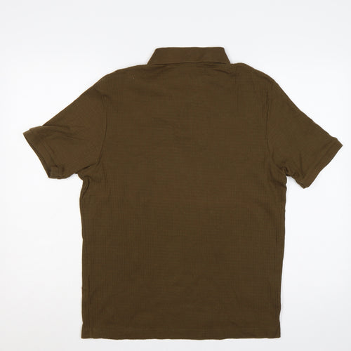 Zara Men’s Brown Ribbed Stretch Short Sleeve Polo Shirt Size S