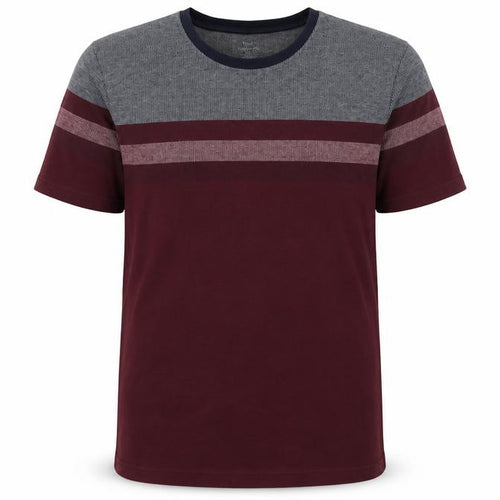 Marks & Spencer Men's Red 2XL Colourblock Stripe Crew Neck T-Shirt