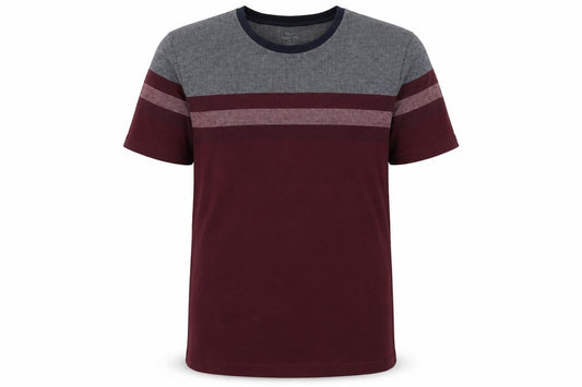 Marks & Spencer Men's Red 2XL Colourblock Stripe Crew Neck T-Shirt