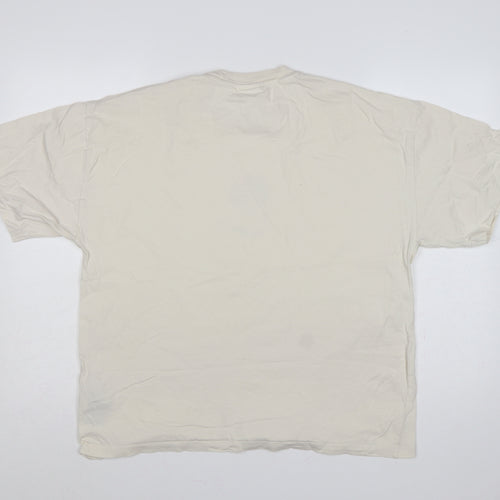 Selected Homme Men's Ivory L Graphic Plant Cotton Crew Neck T-Shirt