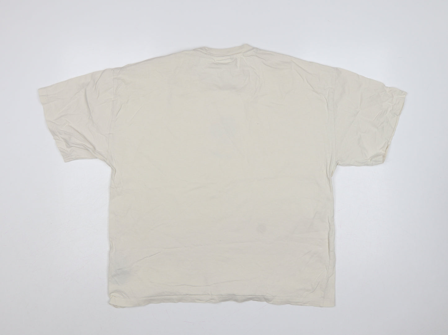 Selected Homme Men's Ivory L Graphic Plant Cotton Crew Neck T-Shirt