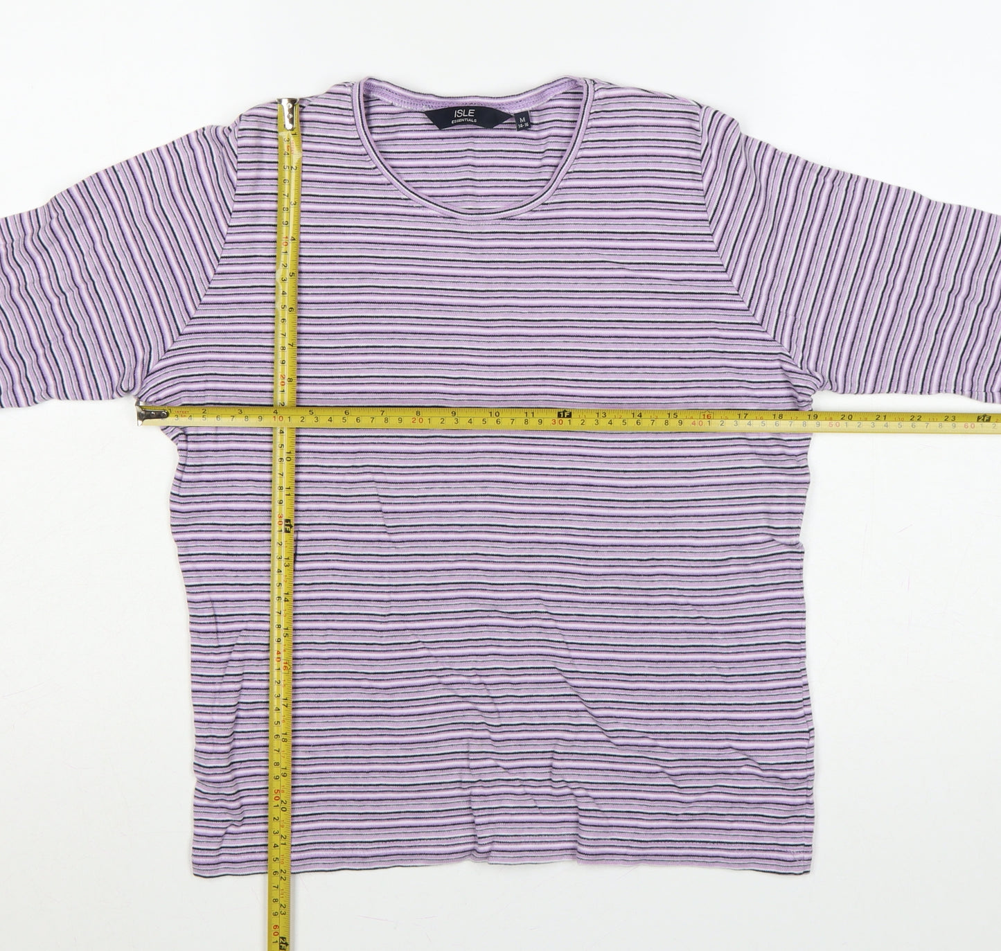 Isle Essentials Women’s Purple Stripe Cotton Jersey Top UK 14-16