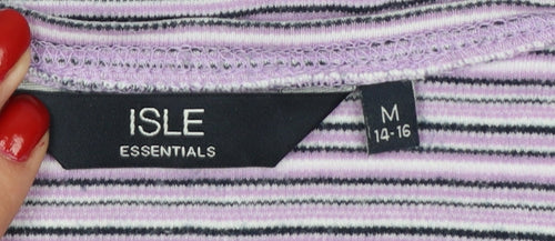 Isle Essentials Women’s Purple Stripe Cotton Jersey Top UK 14-16