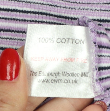 Isle Essentials Women’s Purple Stripe Cotton Jersey Top UK 14-16