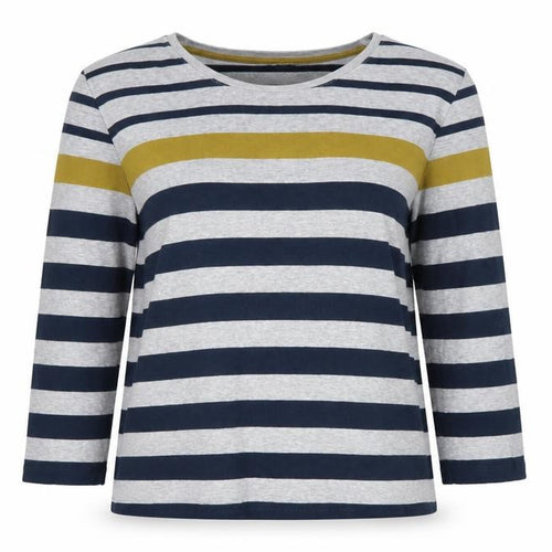 Viyella Women’s Blue Stripe Cotton Jersey Long Sleeve Basic T-Shirt L