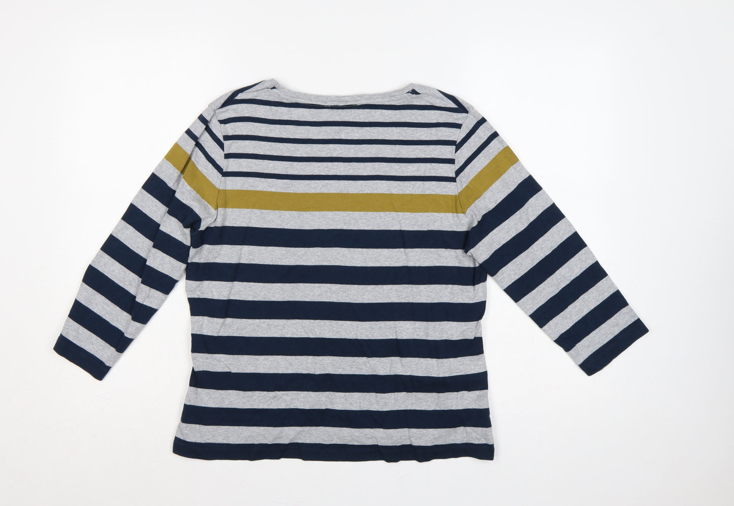 Viyella Women’s Blue Stripe Cotton Jersey Long Sleeve Basic T-Shirt L