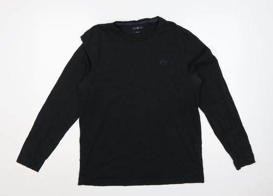 Henri Lloyd Men's Black L Regular Long Sleeve Crew Neck Logo T-Shirt