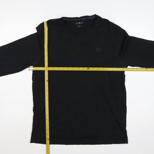 Henri Lloyd Men's Black L Regular Long Sleeve Crew Neck Logo T-Shirt