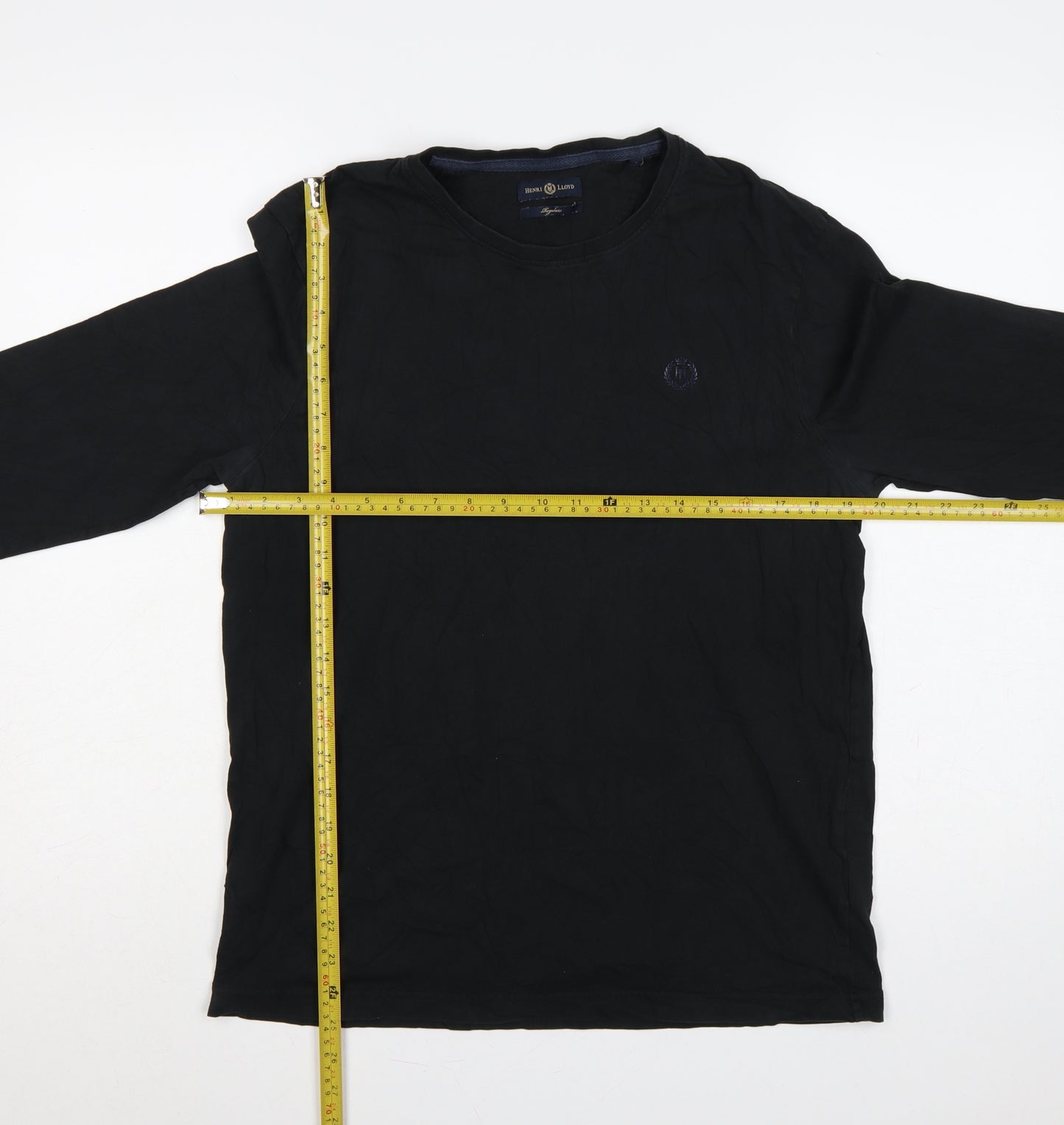 Henri Lloyd Men's Black L Regular Long Sleeve Crew Neck Logo T-Shirt