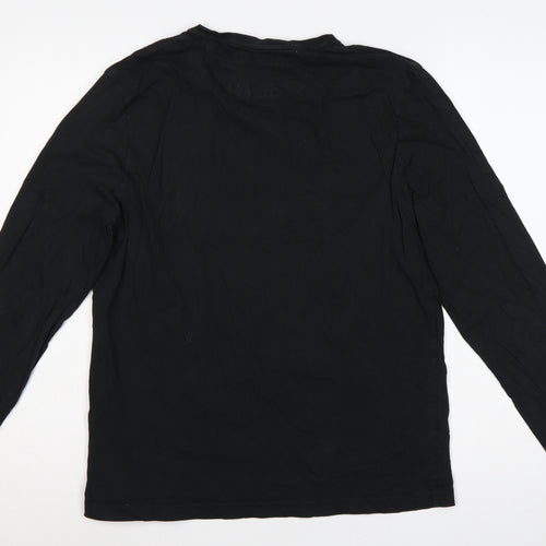 Henri Lloyd Men's Black L Regular Long Sleeve Crew Neck Logo T-Shirt