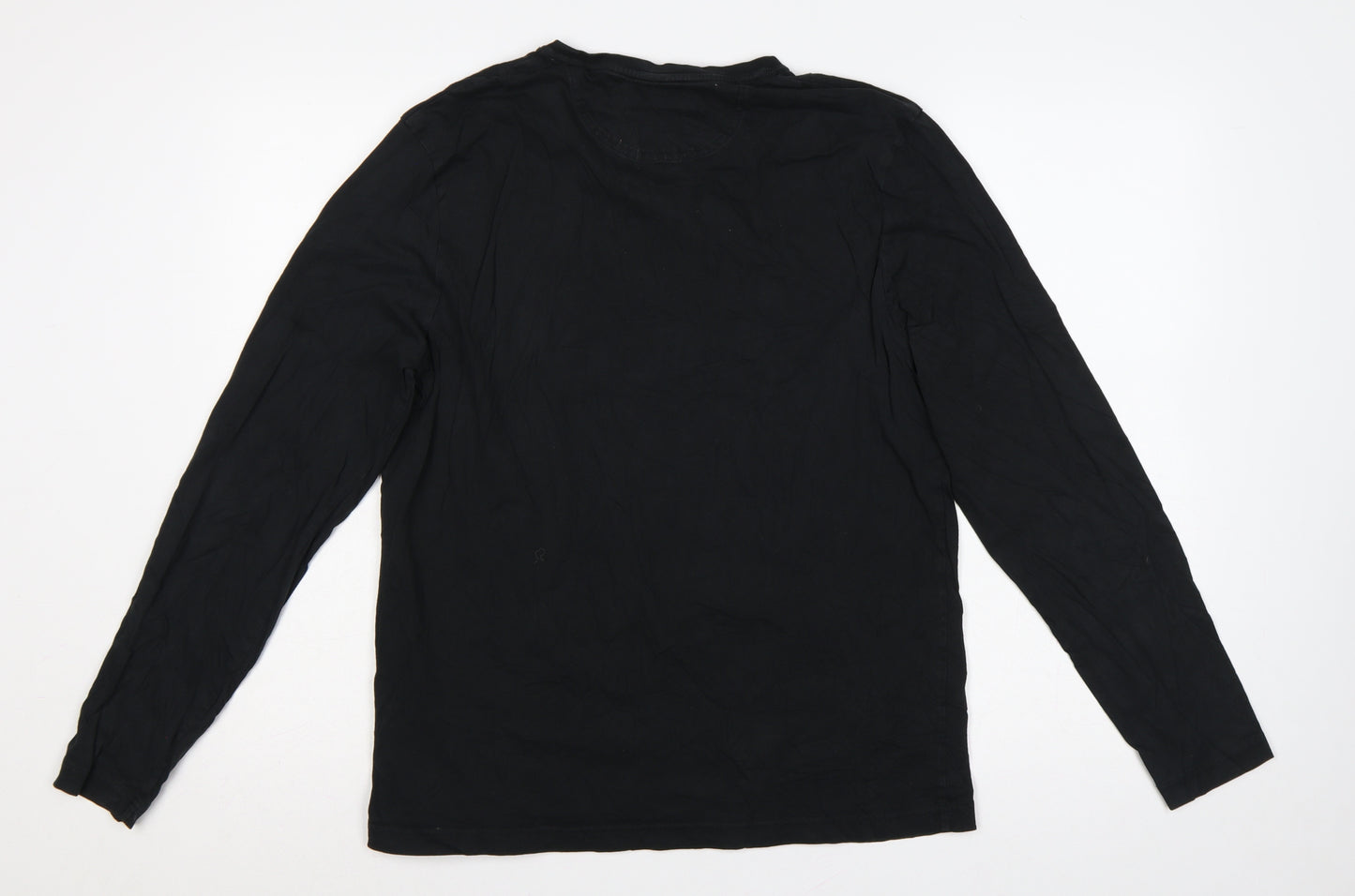 Henri Lloyd Men's Black L Regular Long Sleeve Crew Neck Logo T-Shirt