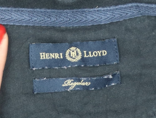 Henri Lloyd Men's Black L Regular Long Sleeve Crew Neck Logo T-Shirt